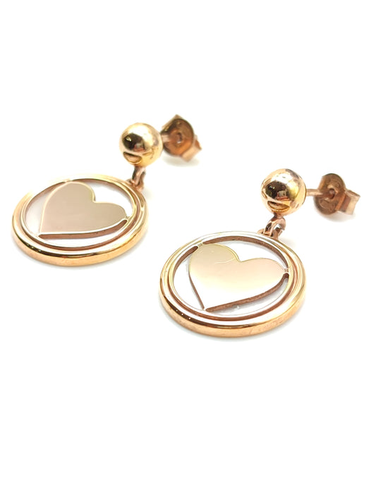 Orecchini Orecchini in argento semi pendenti con cuori e madreperla - Gioielli Pavan