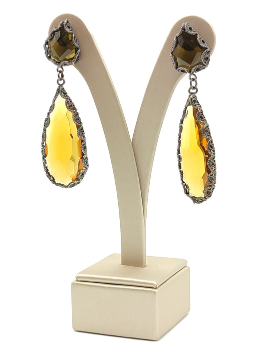 Orecchini Orecchini in filigrana d'argento con quarzi citrini - Gioielli Pavan