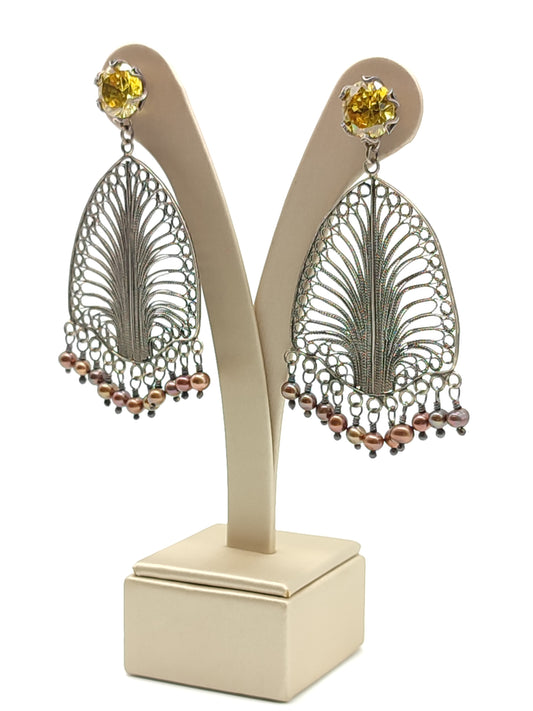 Orecchini Orecchini in filigrana d'argento con zirconi e perle - Gioielli Pavan