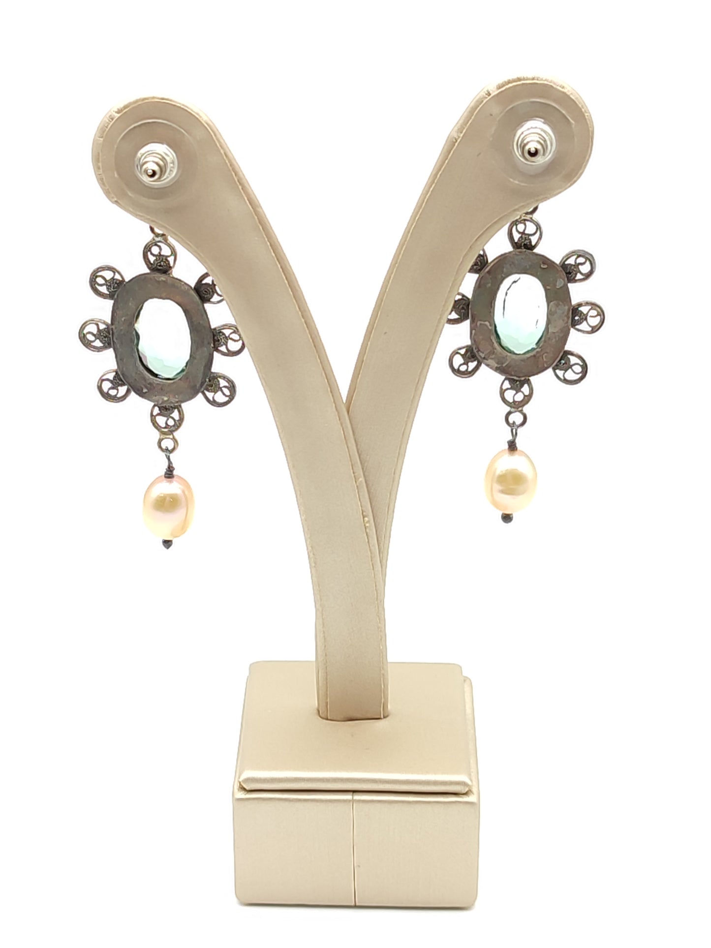 Orecchini Orecchini in filigrana d'argento con perle e quarzi - Gioielli Pavan