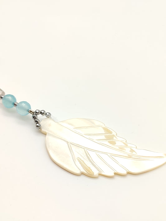 Orecchini Mono orecchino in argento pendente con piuma in madreperla - Gioielli Pavan