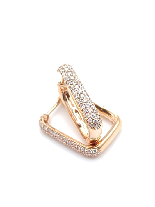 Orecchini Orecchini rettangolari in oro rosa con diamanti - Gioielli Pavan