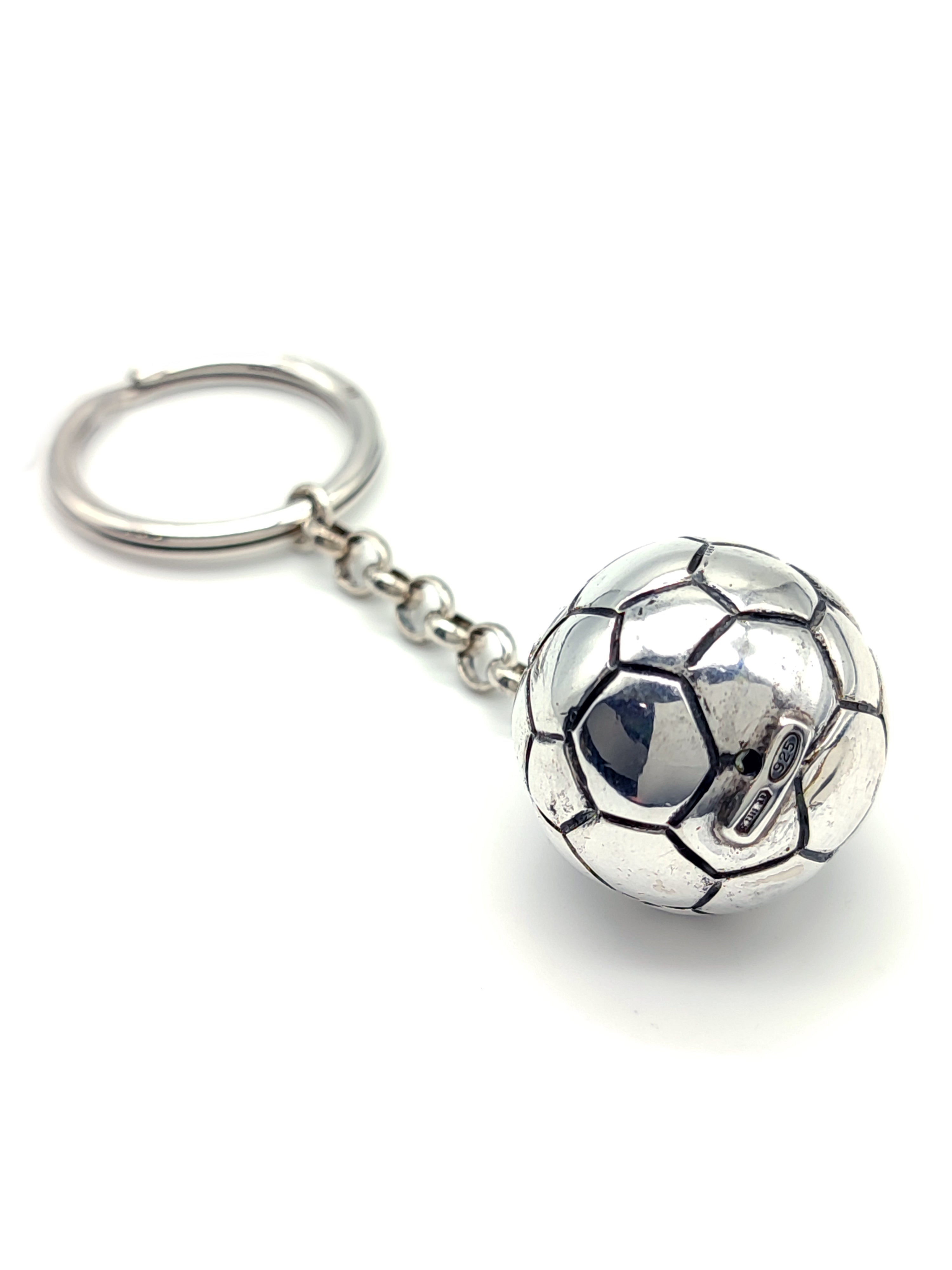 Pallone Calcio ciondolo in metallo pressofuso cromato anche con portachiavi
