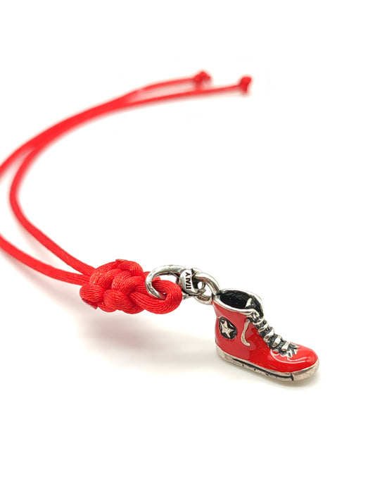 Portachiavi Portachiavi in argento scarpa all-star con corda in raso - Gioielli Pavan
