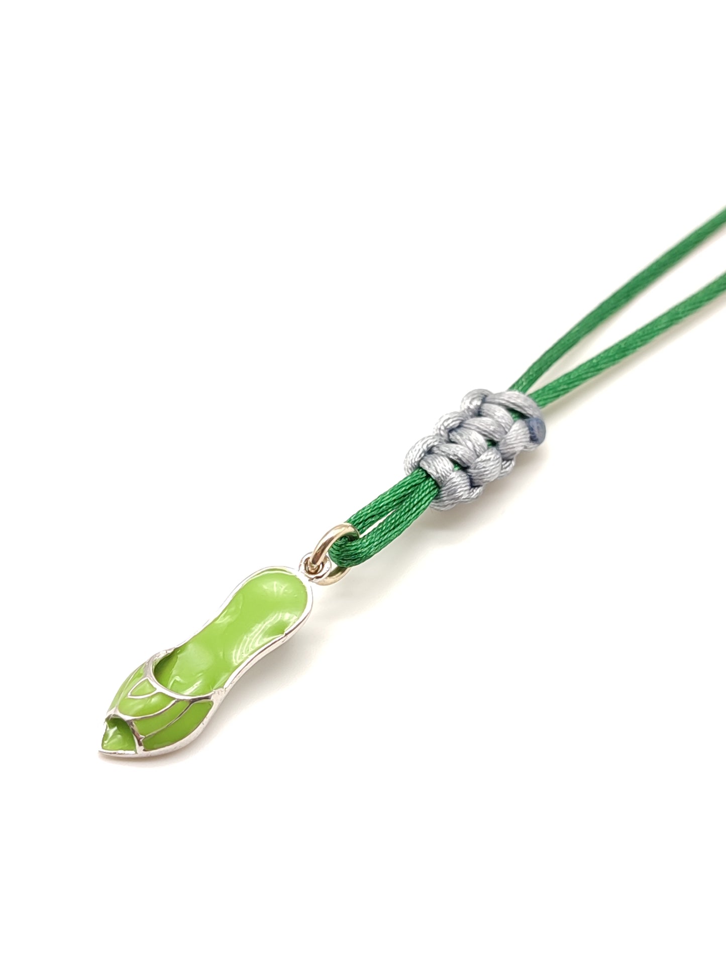 Portachiavi Portachiavi in argento scarpa tipo Chanel verde con corda in raso - Gioielli Pavan