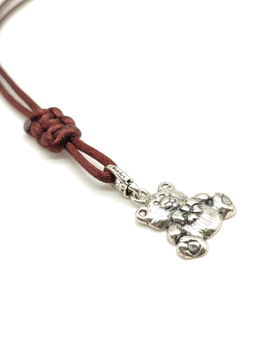 Portachiavi Portachiavi in argento orsetto con corda in raso - Gioielli Pavan