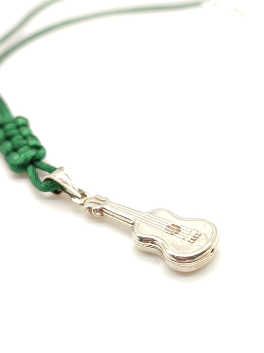 Portachiavi Portachiavi in argento chitarra con corda in raso - Gioielli Pavan