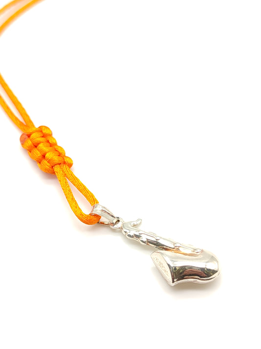Portachiavi Portachiavi in argento sassofono con corda in raso - Gioielli Pavan