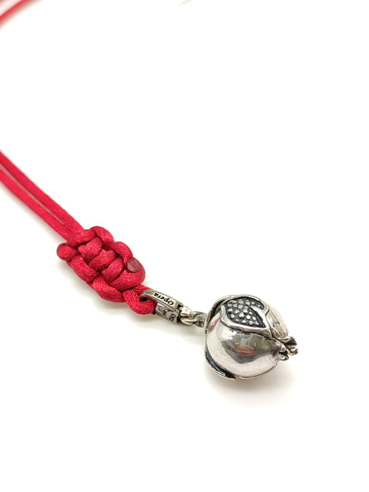 Portachiavi Portachiavi in argento melograno con corda in raso - Gioielli Pavan