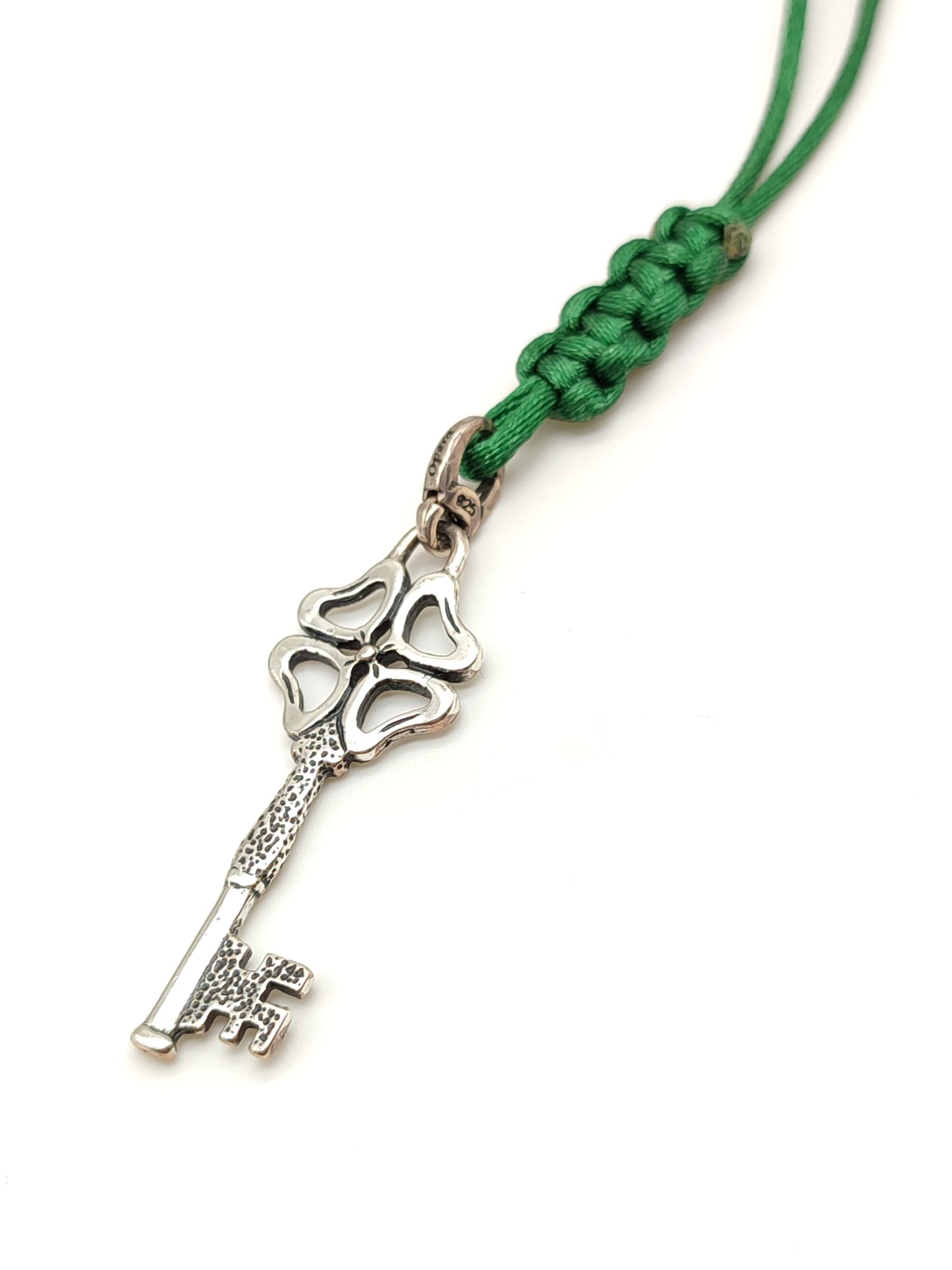 Portachiavi Portachiavi in argento chiave con corda in raso - Gioielli Pavan