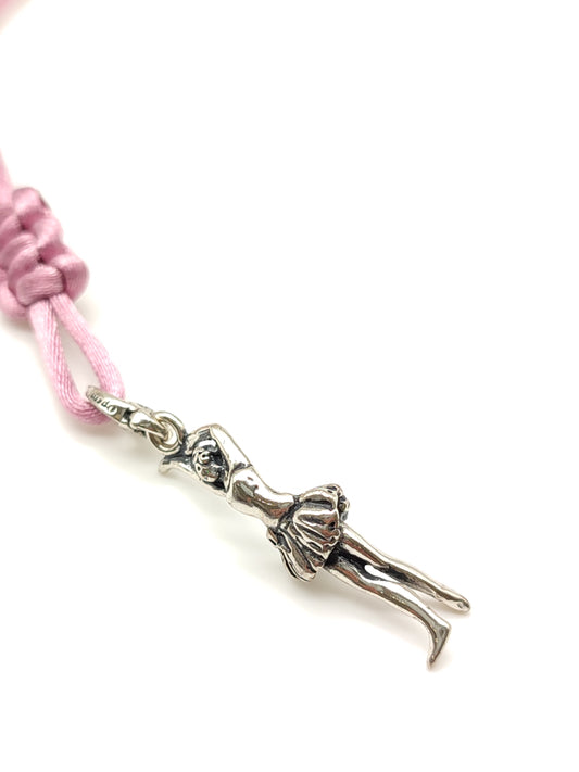 Portachiavi Portachiavi in argento ballerina con corda in raso rosa - Gioielli Pavan