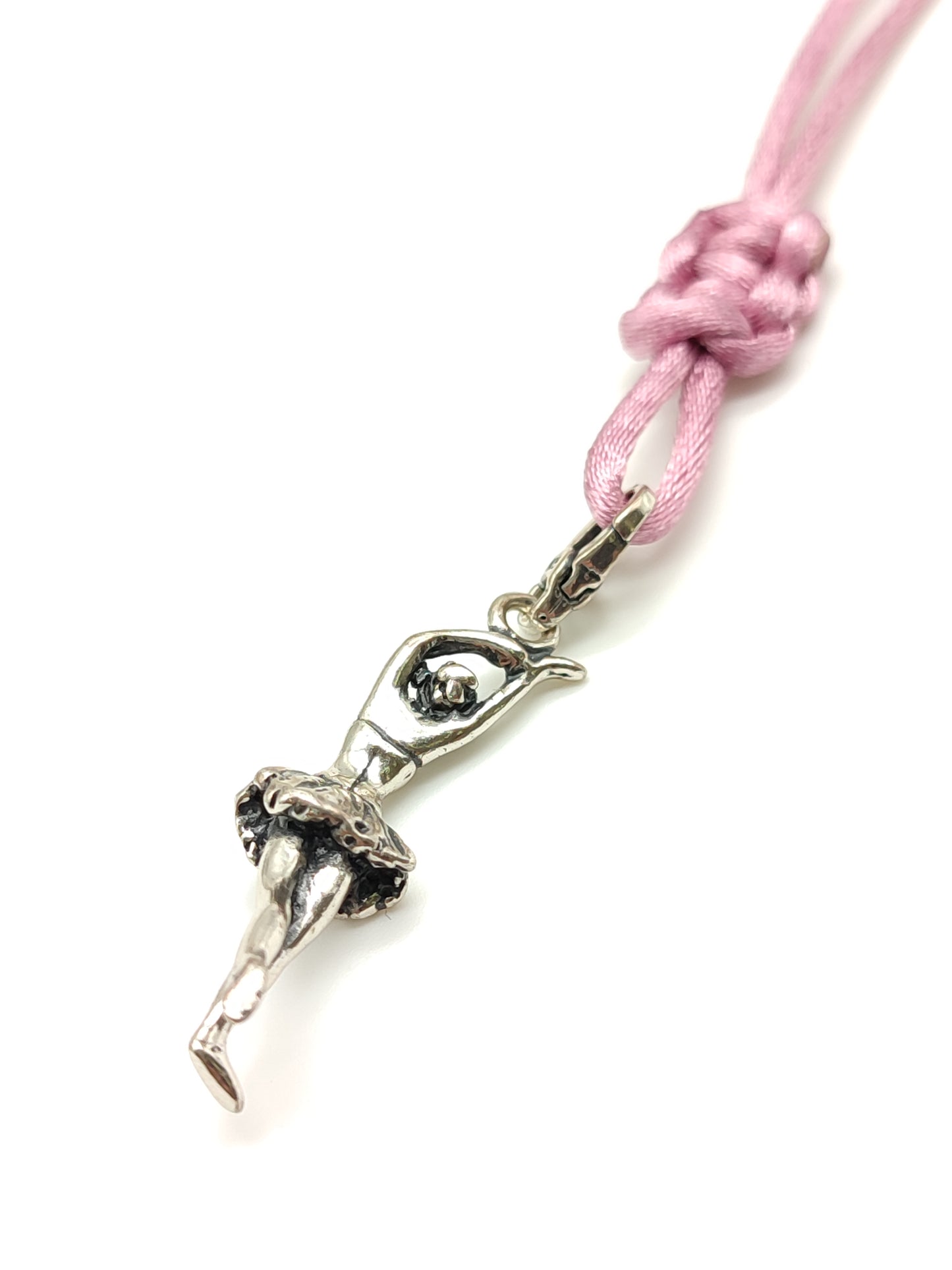 Portachiavi Portachiavi in argento ballerina con corda in raso rosa - Gioielli Pavan