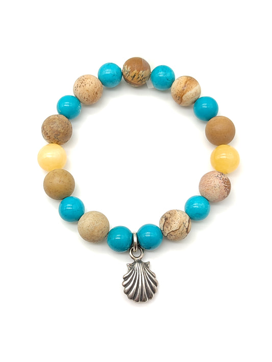 Bracciale Bracciale elastico mare con conchiglia e pietre dure - Gioielli Pavan