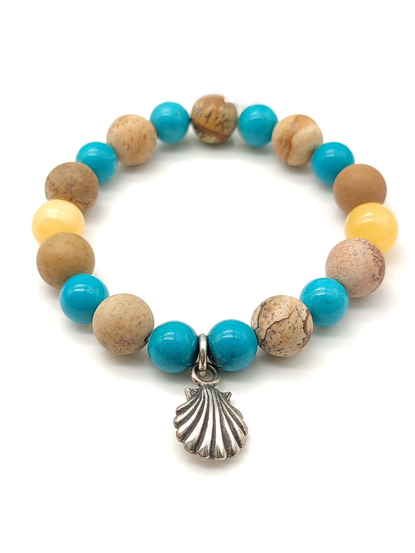 Bracciale Bracciale elastico mare con conchiglia e pietre dure - Gioielli Pavan