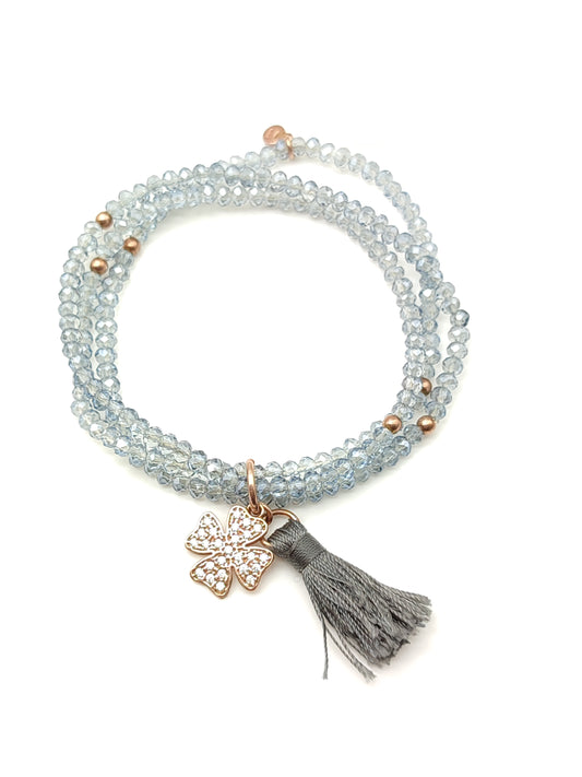 Bracciale Bracciale elastico mare quadrifoglio a pavé - Gioielli Pavan