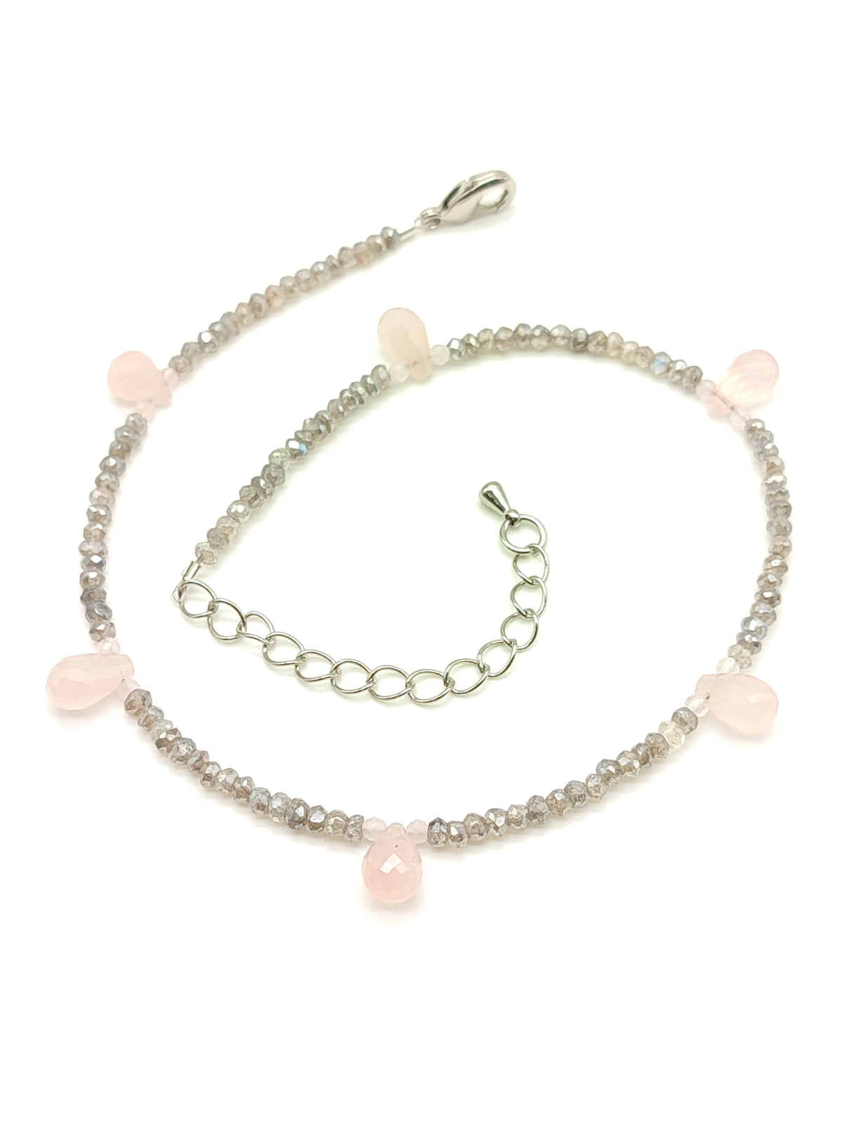 Cavigliera in labradorite e quarzo rosa - Gioielli Pavan