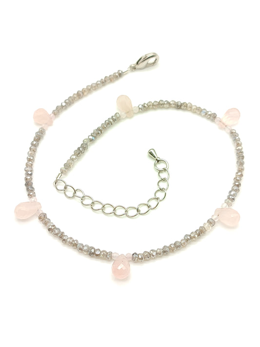 Cavigliere Cavigliera in labradorite e quarzo rosa - Gioielli Pavan