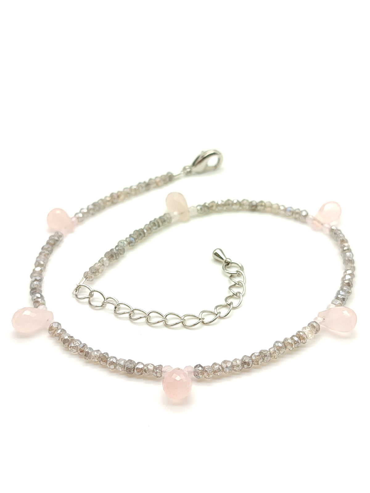 Cavigliera in labradorite e quarzo rosa - Gioielli Pavan