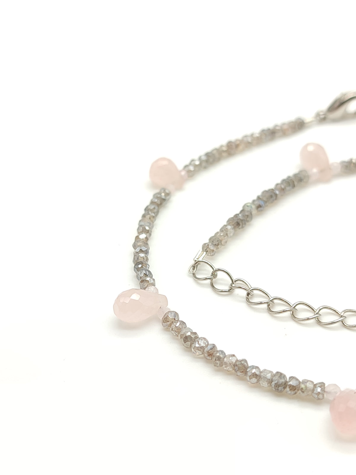 Cavigliera in labradorite e quarzo rosa - Gioielli Pavan