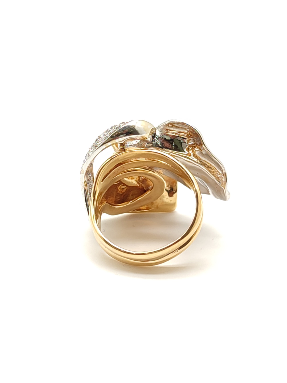 Anello Foglie in Oro Bianco Ice e Orange Apricot 18kt con Diamanti 0,24 ct - Cammilli - Gioielli Pavan
