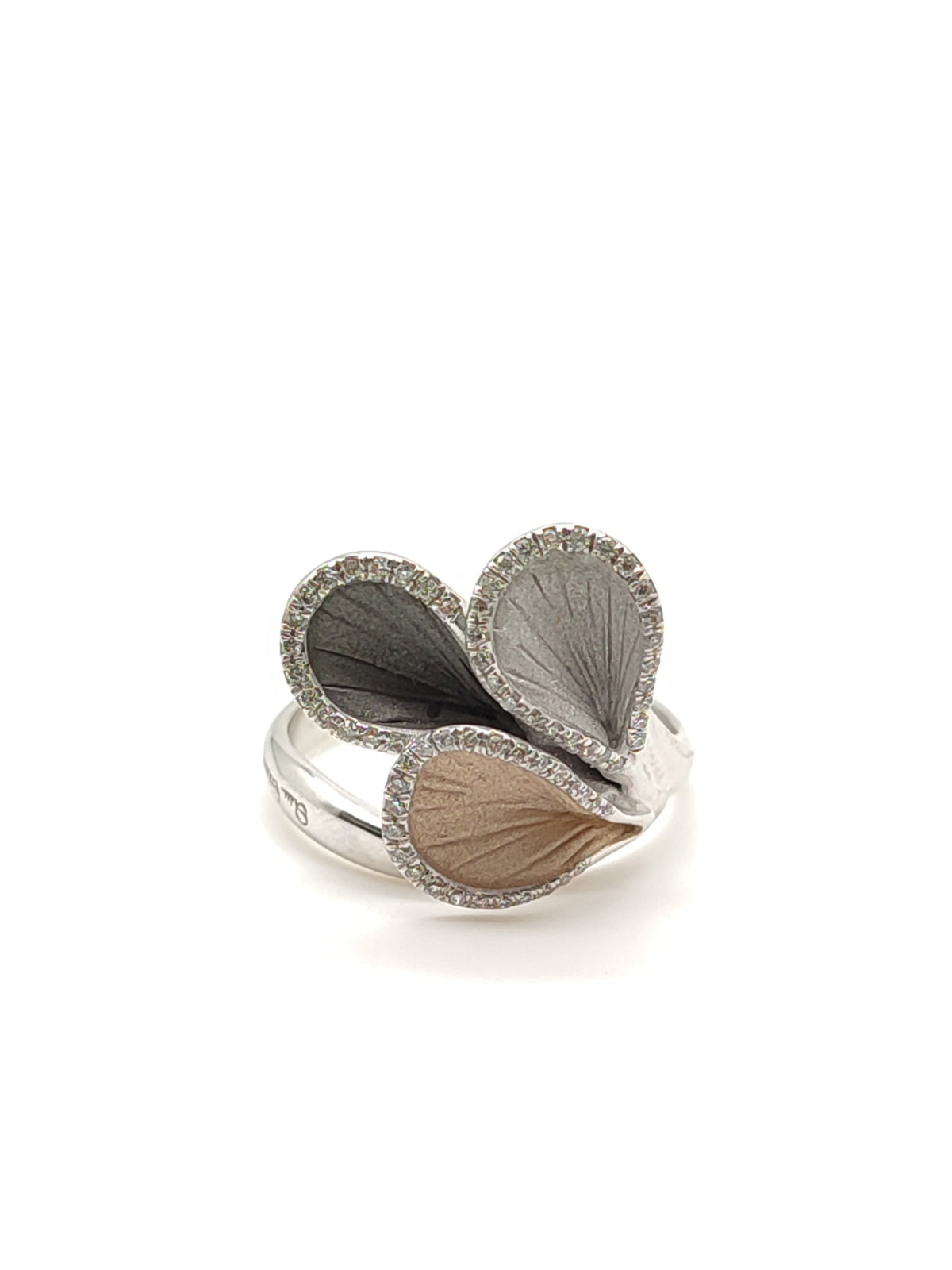 Anello Goccia Oro Tricolor Diamanti 0,17 ct - Annamaria Cammilli - Gioielli Pavan