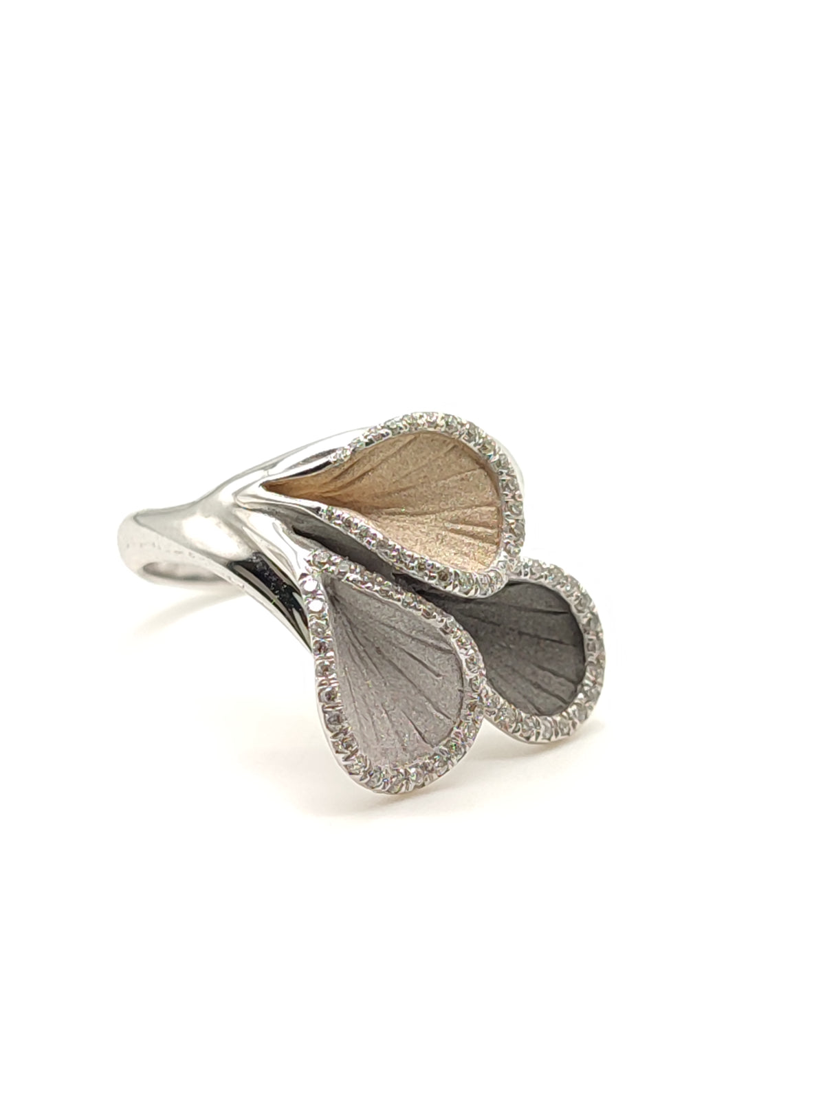 Anello Goccia Oro Tricolor Diamanti 0,17 ct - Annamaria Cammilli - Gioielli Pavan