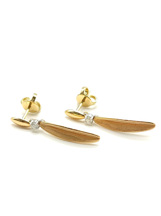 Orecchini Orecchini foglie in oro con diamanti Cammilli - Gioielli Pavan