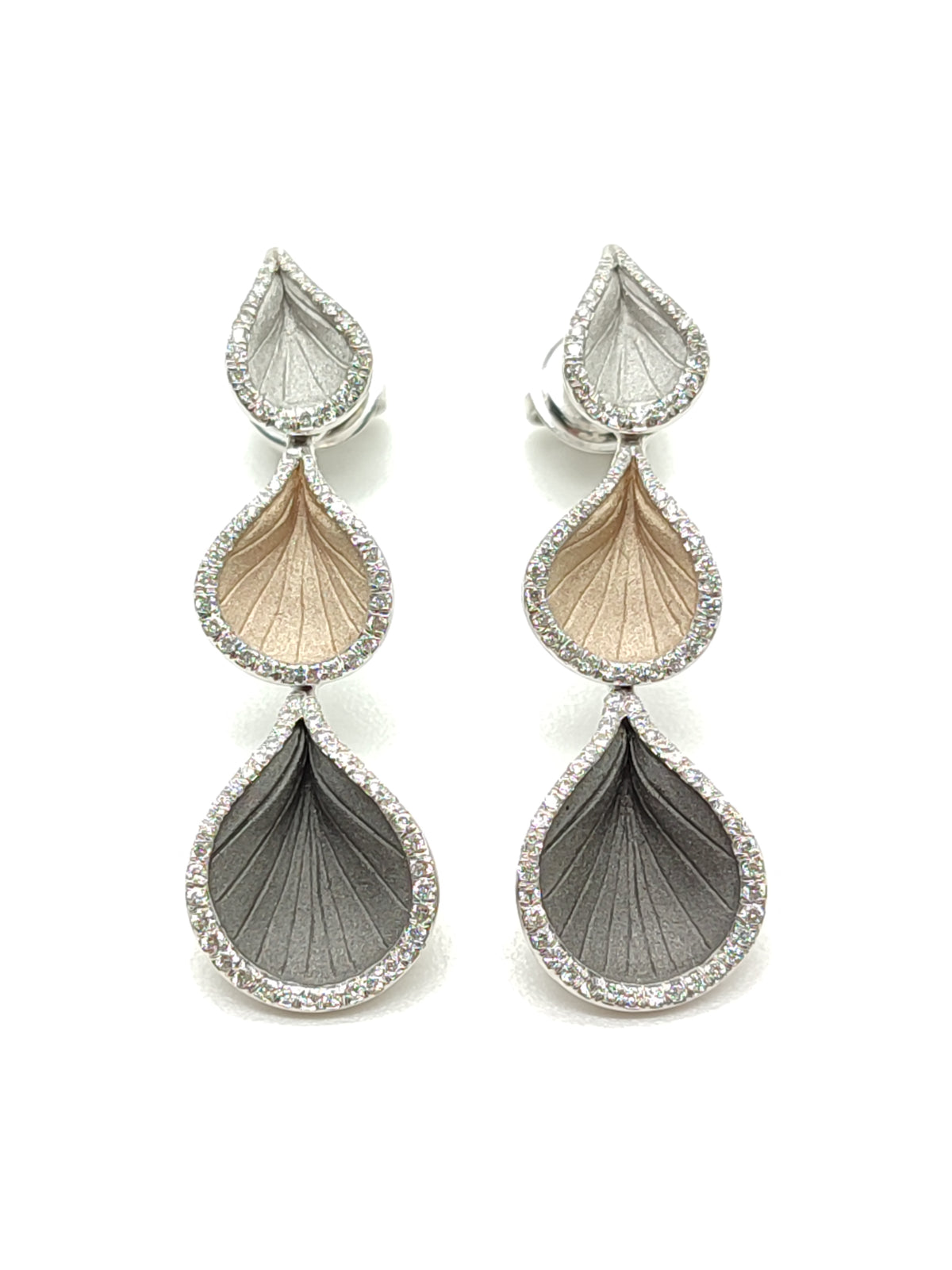 Orecchini Goccia Oro Tricolor Diamanti 0,62 ct - Annamaria Cammilli - Gioielli Pavan