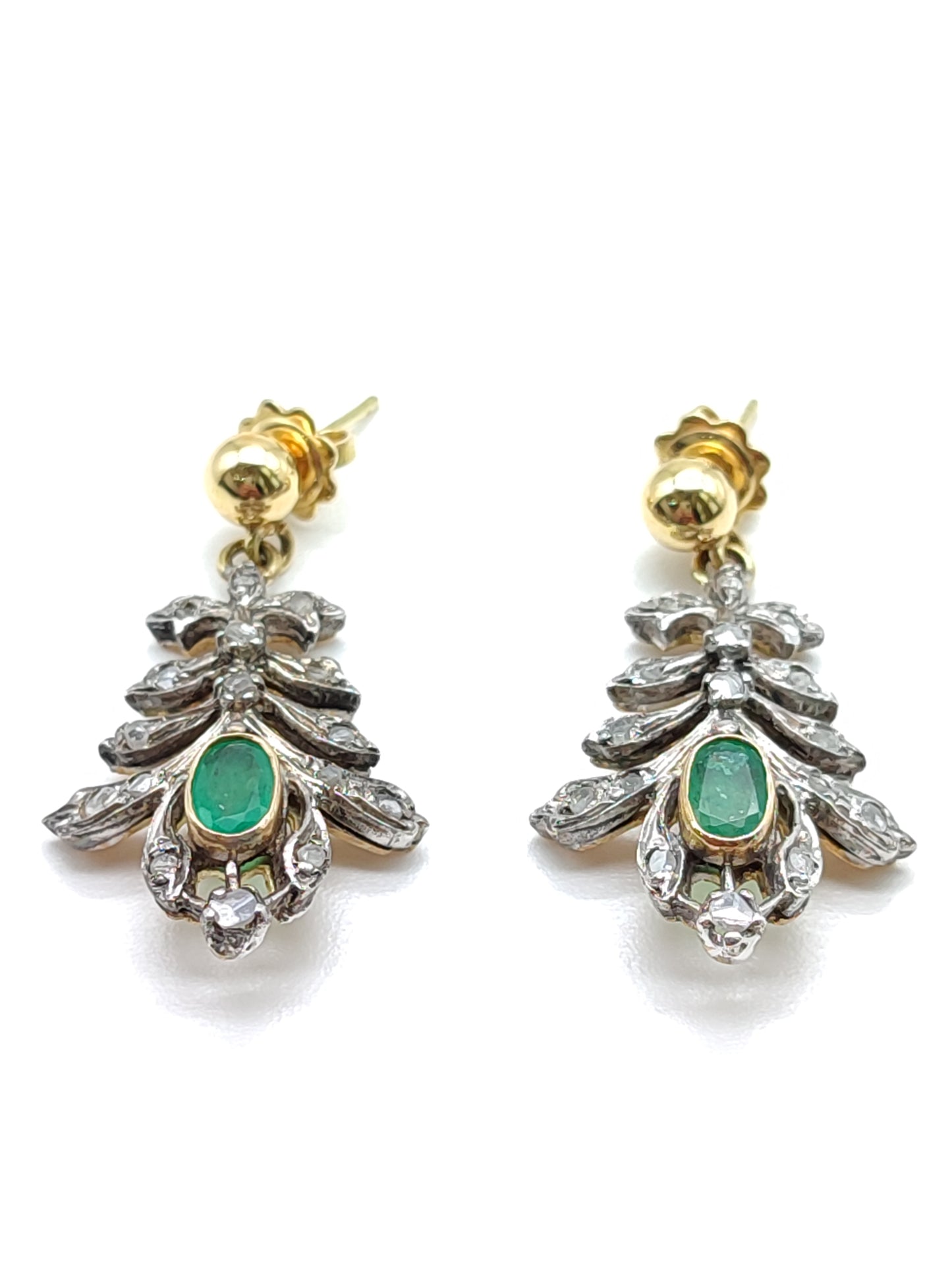 Orecchini Orecchini in argento e oro con diamanti e smeraldi - Gioielli Pavan