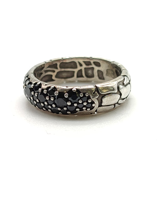 Anello Anello fede con pavé di spinelli neri - Gioielli Pavan