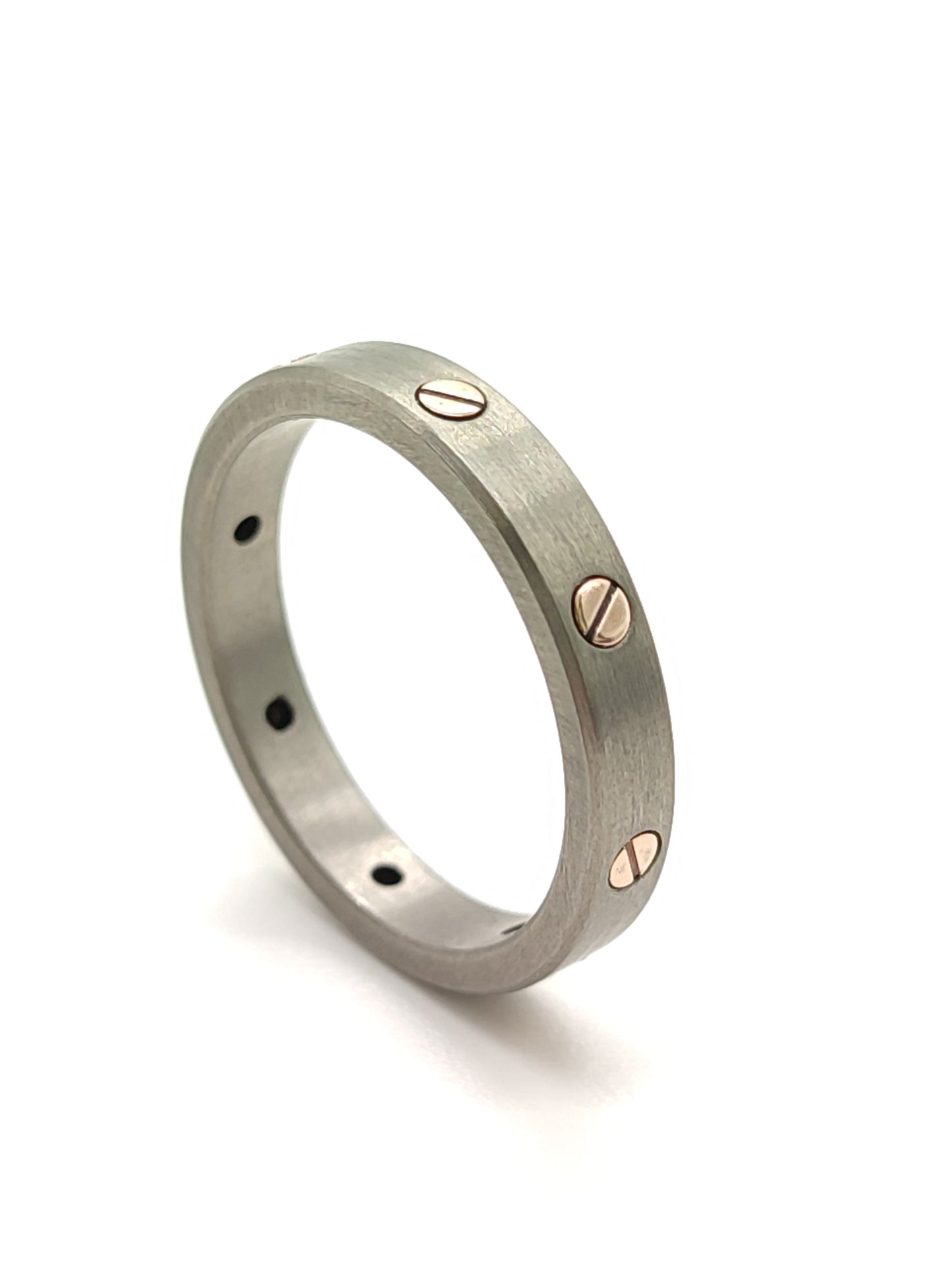 Anello Anello Fedina Uomo Titanio e Oro Rosa 750 Zancan - Gioielli Pavan