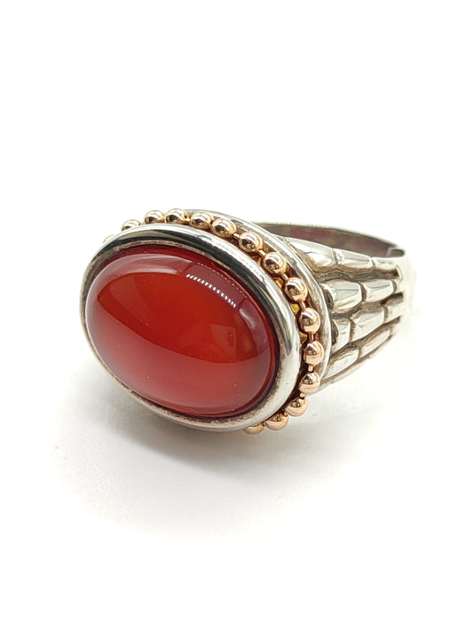 Anello Anello argento e oro con corniola - Gioielli Pavan