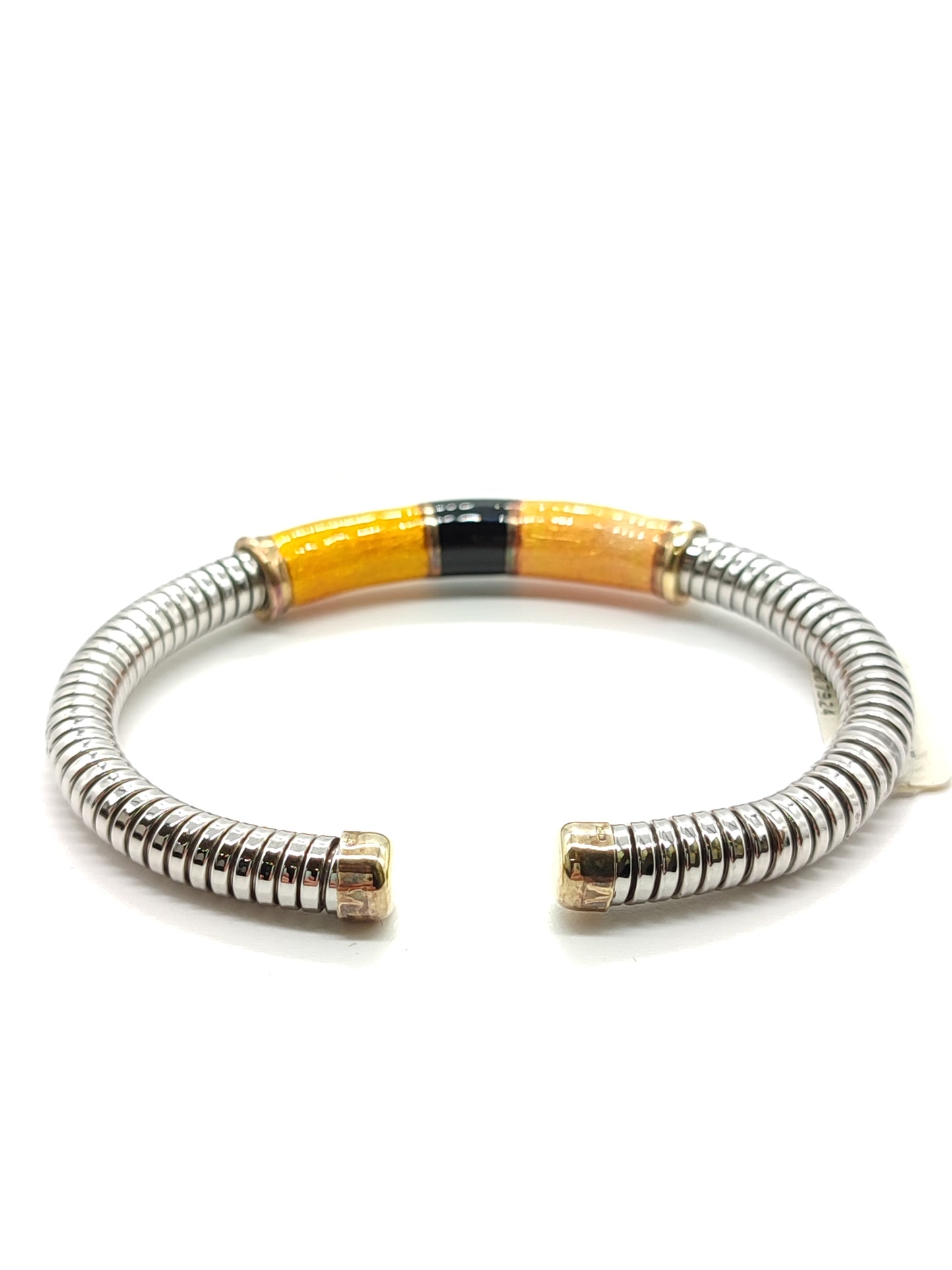 Bracciale Bracciale in oro e acciaio a schiava con smalti - Gioielli Pavan