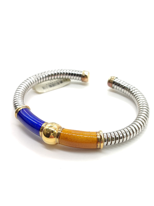 Bracciale Bracciale in oro e acciaio a schiava con smalti - Gioielli Pavan