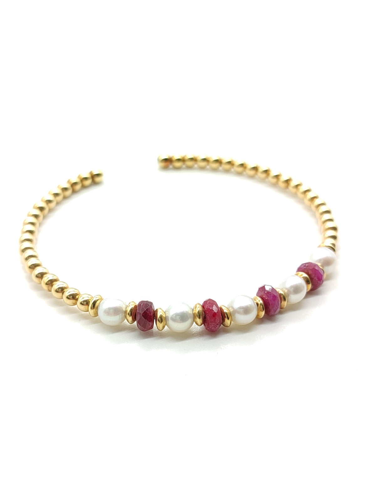 Bracciale in oro con perle e rubini a schiava - Gioielli Pavan