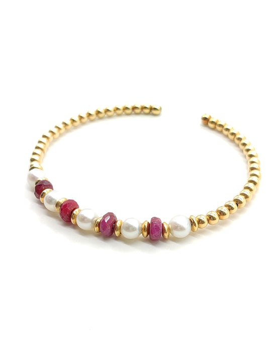 Bracciali Bracciale in oro con perle e rubini a schiava - Gioielli Pavan