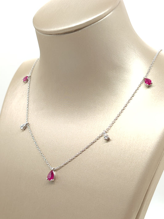 Girocollo Girocollo in oro bianco con diamanti e rubini - Gioielli Pavan