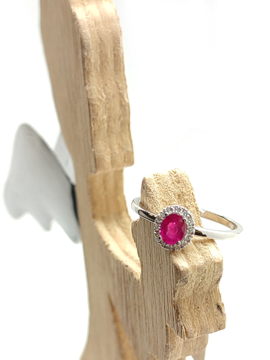 Anello Anello solitario in oro con rubino e diamanti - Gioielli Pavan
