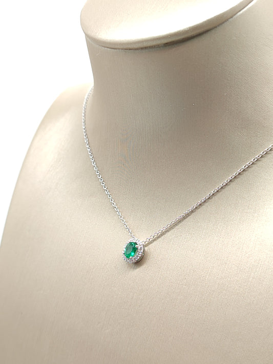 Girocollo Girocollo in oro bianco con Smeraldo - Gioielli Pavan