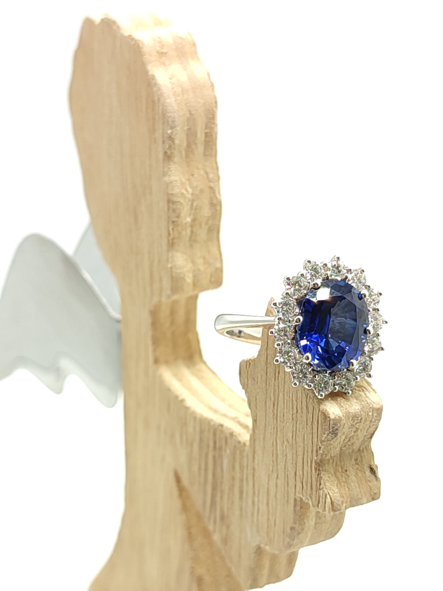 Anello Anello solitario in oro con zaffiro creato e diamanti - Gioielli Pavan