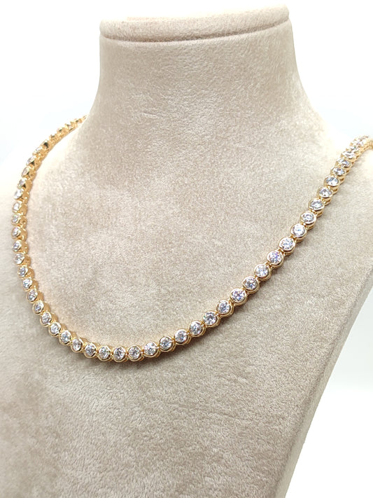 Girocollo Girocollo in argento dorato giallo modello tennis con zirconie - Gioielli Pavan