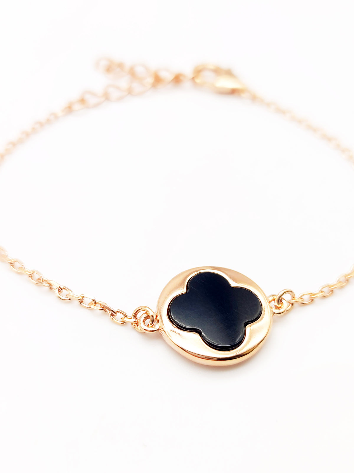 Bracciale maglia rollò con fiore in onice nera - Gioielli Pavan