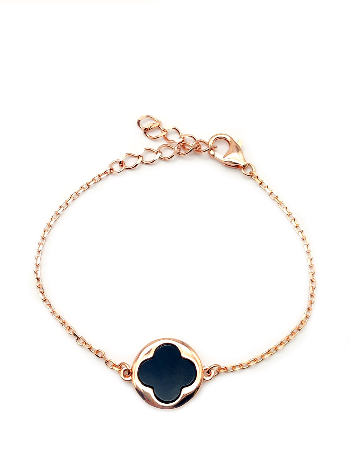Bracciale maglia rollò con fiore in onice nera - Gioielli Pavan