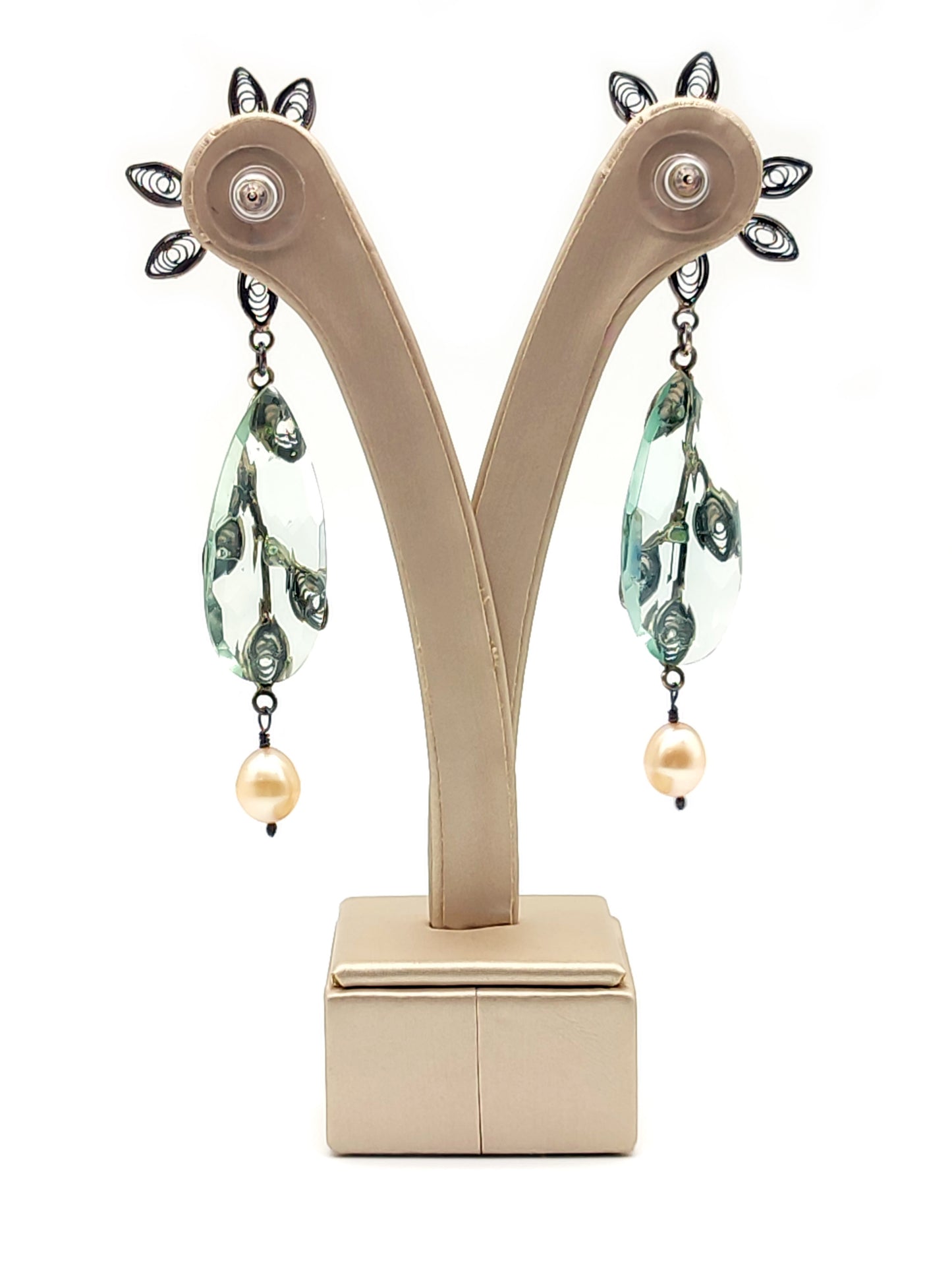 Orecchini Orecchini in filigrana d'argento con perle e quarzi azzurri - Gioielli Pavan