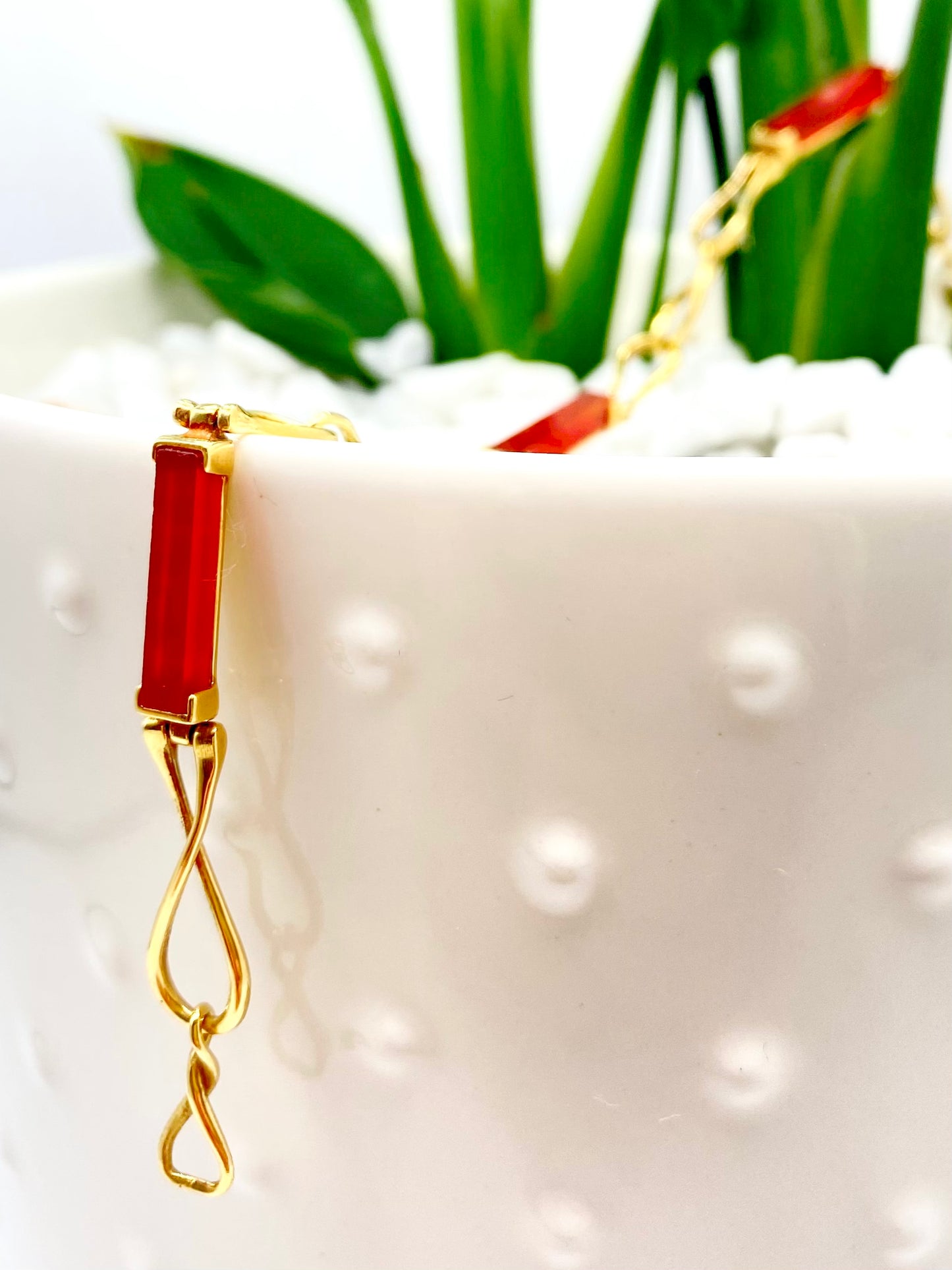 Bracciale Braccialetto oro giallo geometrico con corniole - Gioielli Pavan