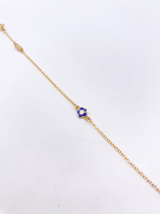Bracciali Braccialetto oro giallo fiore smalto blu - Gioielli Pavan