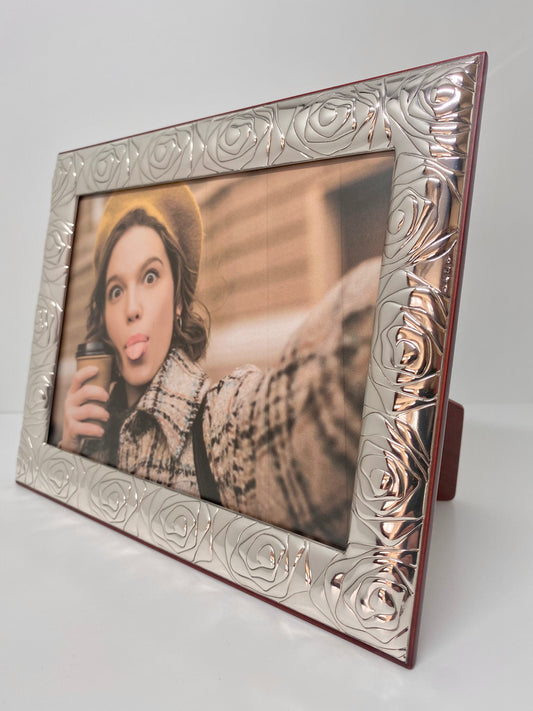 Portafoto Bilaminato in argento con motivo a Rose - Gioielli Pavan