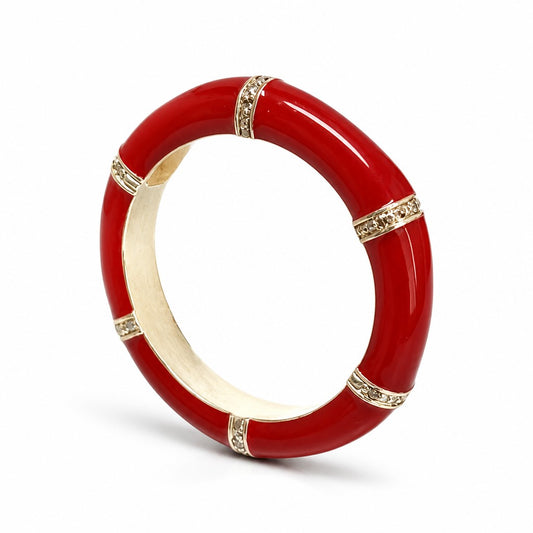 Anello Anello Argento 925 Smalto Rosso e Diamanti - Gioielli Pavan