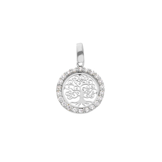 Ciondoli e pendenti Ciondolo Albero della Vita in Oro 18k Giallo o Bianco con Zirconi a pavè - Gioielli Pavan