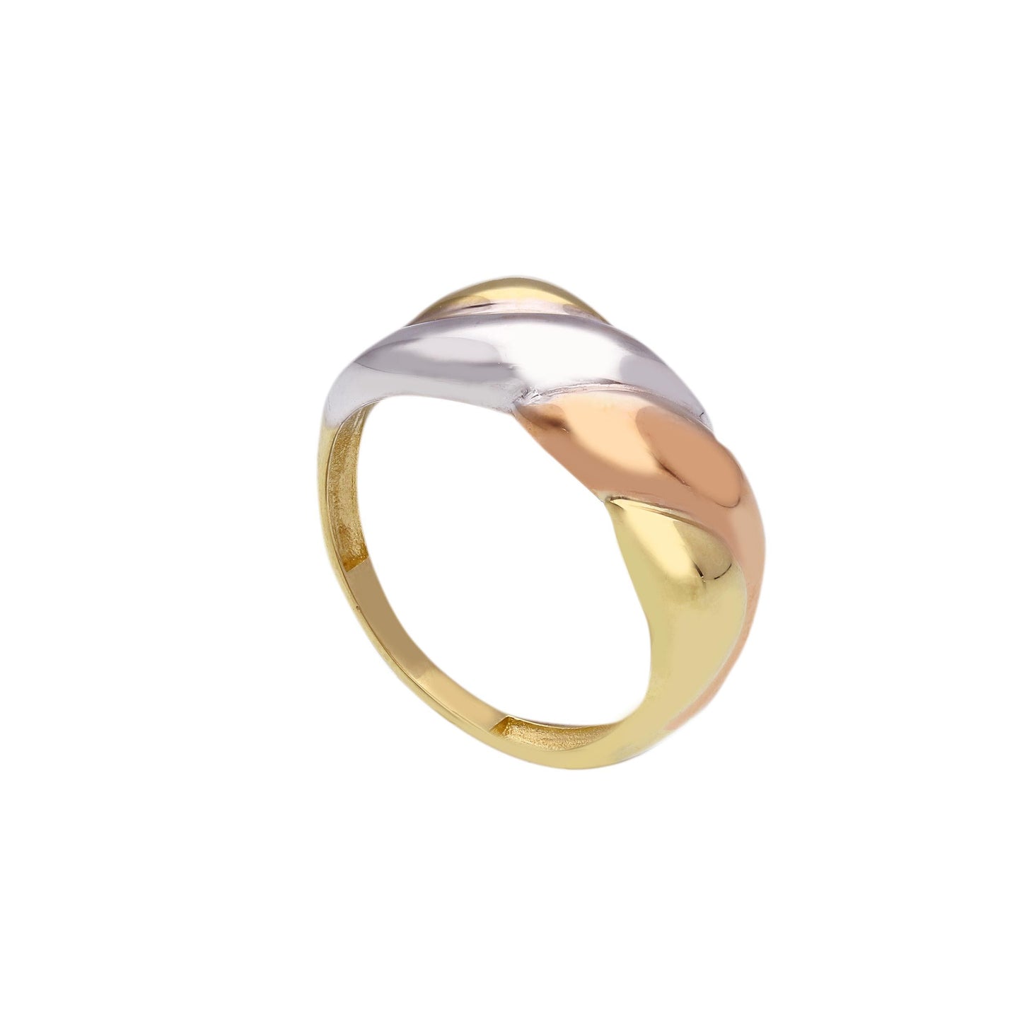 Anello Anello in oro fascia tre colori intreccio - Gioielli Pavan